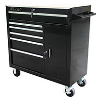 Excel - Heavy Duty Roller Cabinet with Side Drawers and Storage - Black
