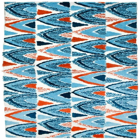 1.7' x 4.5' Ocean Vibe Blue and Orange Rectangular Area Throw Rug