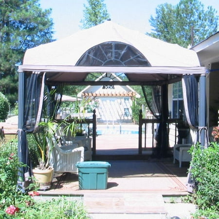 Garden Winds Replacement Canopy Top and Side Mosquito Netting Set for Arch Window Gazebo - Riplock 350