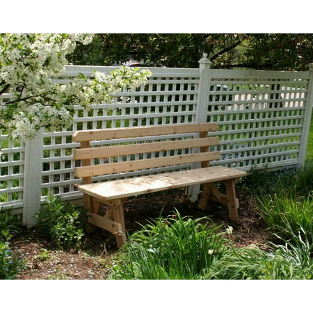 Creekvine Designs Western Red Cedar With White Sealer / Stained 4 Ft Backed Bench Made In USA