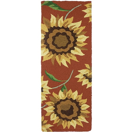 1.75' x 4.5' Provence Sunflowers Tan and Yellow Rectangular Outdoor Area Throw Rug