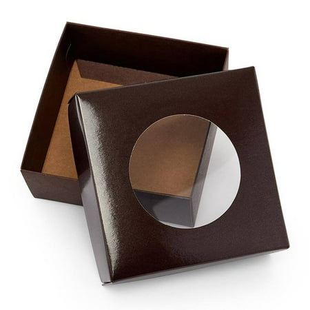 100ea - 8 X 8 X 2-1/2 Coffee/Choco Round Cookie Window Box by Paper Mart