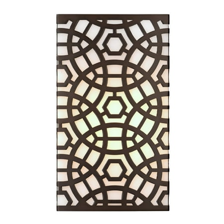 10.5” Rubbed Bronze Rectangular Geometric Pattern Geo Wall Sconce - Small
