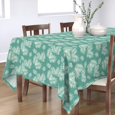 Tablecloth Palm Tree Palm Leaf Palm Leaves Palm Leaves Green Aqua Cotton Sateen