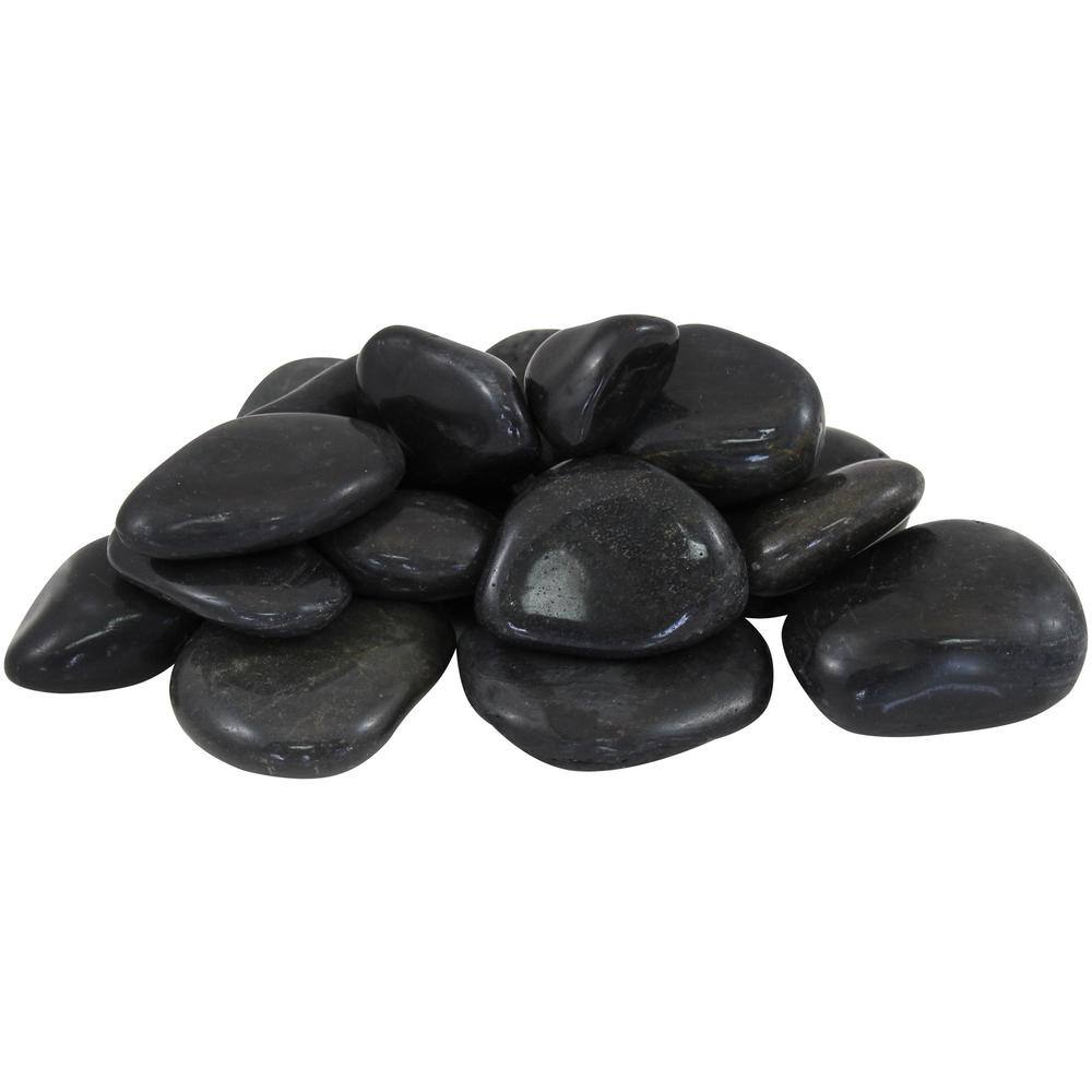 Rain Forest 0.4 cu. ft., 1 in. to 2 in. Black Super Polished Pebbles (30-Pack Pallet)