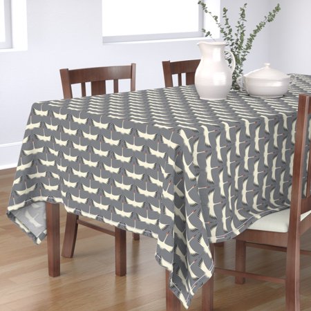 Tablecloth Crane Endangered Species Birds Modern Decor Animals Cotton Sateen