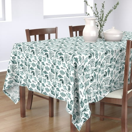 Tablecloth Marine Seashells Ocean Beach House Nursery Nautical Cotton Sateen