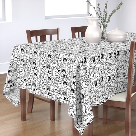 Tablecloth Black And White Cats Illustration Kitten Animals Cat Cotton Sateen