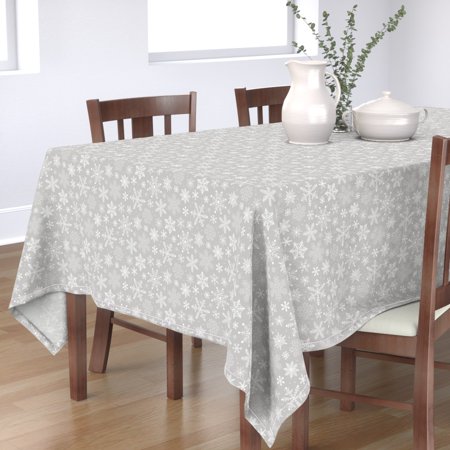 Tablecloth Snowflakes Snowflake Winter Christmas Holidays Snow Cotton Sateen