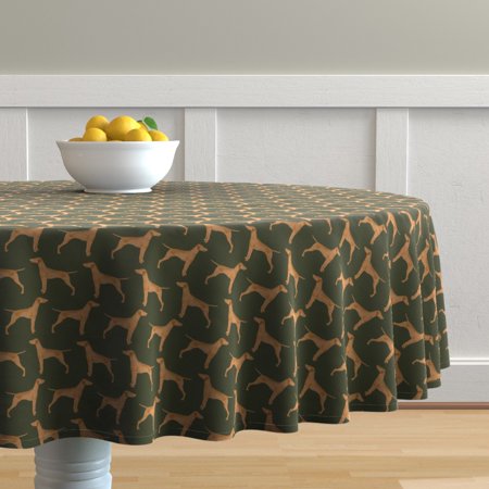 Round Tablecloth Green Vizsla Dog Dogs Pet Cotton Sateen