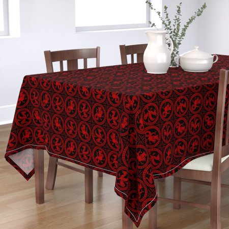 Tablecloth Dragon Red Black Richelieu Fantasy Medieval Banner Cotton Sateen