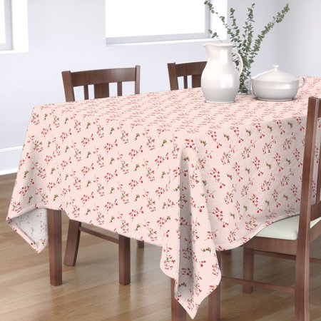 Tablecloth Holiday Berries Winter Snow Leaves Foliage Christmas Cotton Sateen