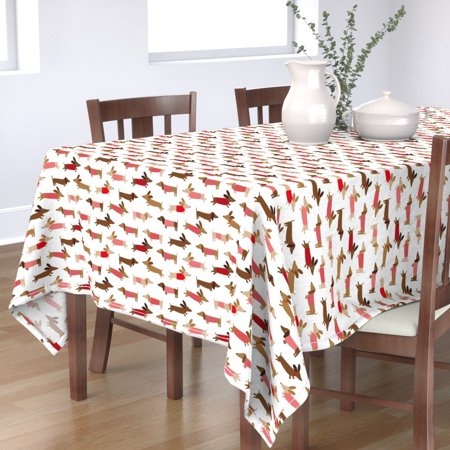 Tablecloth Doxie Dog Pet Animal Weiner Dogs Dachshund Happy Cotton Sateen