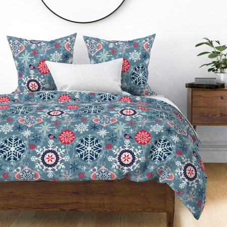 Holidays Merry Christmas Christmas Christmas Sateen Duvet Cover by Roostery