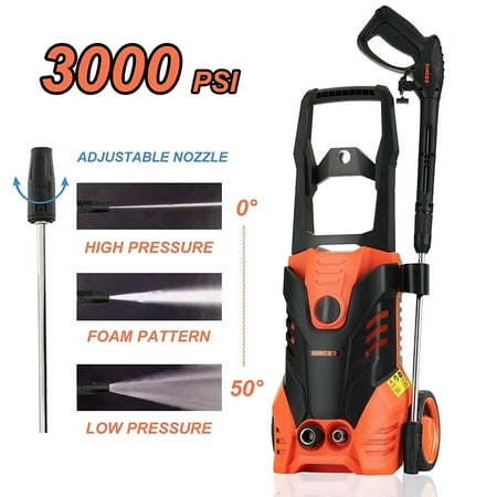 SUNCOO 3000PSI Electric High Pressure Washer, 2.4 GPM 1800W Portable Power Washer with Brass Copper Motor Spray Gun, Adjustable Nozzle, 20ft High Pressure Hose