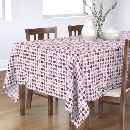 Tablecloth Pitbull Floral Pitbulls Dogs Florals Roses Pet Pink Cotton Sateen