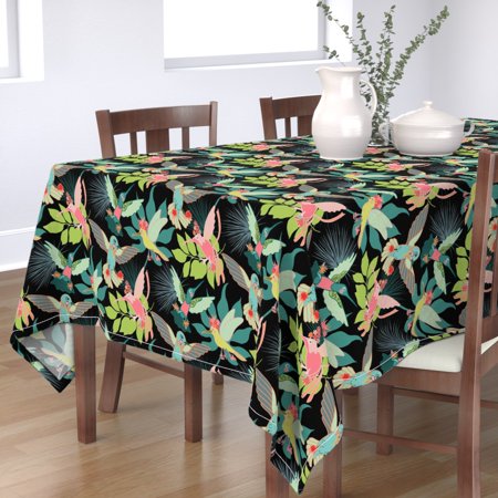 Tablecloth Hummingbirds Bird Hummingbird Tropical Leaf Dancing Cotton Sateen