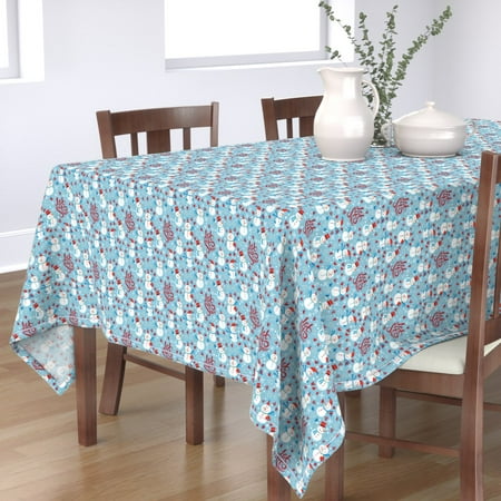 Tablecloth Snowman Let It Snow Snowflake Holiday Christmas Winter Cotton Sateen