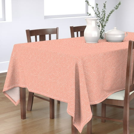 Tablecloth Coral Baby Girl Nursery Dots Scallops Cotton Sateen