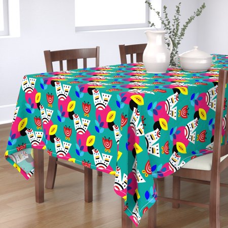 Tablecloth Parajito Kahlo Birds Mexican Colourful Blue Animal Bird Cotton Sateen