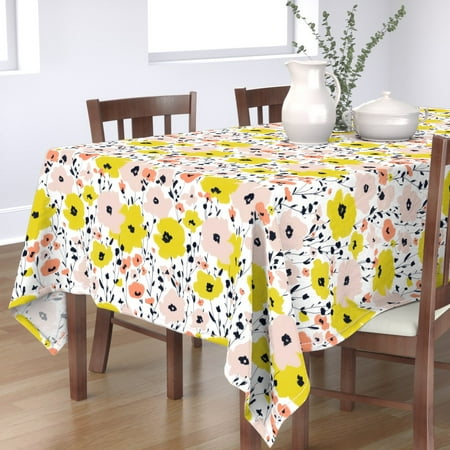 Tablecloth Yellow Pink Floral Botanical Garden Wildflower Nature Cotton Sateen