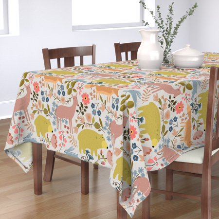 Tablecloth Forest Creatures Gender Neutral Baby Rustic Woodland Cotton Sateen