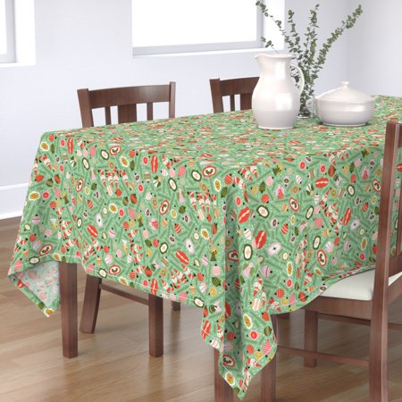 Tablecloth Retro Vintage Christmas Santa Ornaments Cotton Sateen