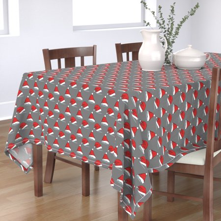 Tablecloth Santa Hats Christmas Spirit Winter Weather Holiday Cotton Sateen