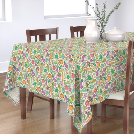 Tablecloth Vegetables Fall Autumn Thanksgiving Food Harvest Farm Cotton Sateen