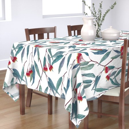 Tablecloth Tropical Eucalyptsus Botanical Plants Eucalyptus Leaves Cotton Sateen