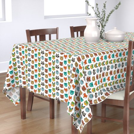 Tablecloth Animals Fox Raccoon Deer Red Panda Owl Cotton Sateen