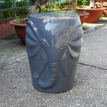 International Caravan Wild Elephant Drum Ceramic Garden Stool