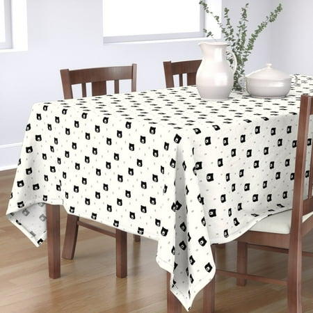 Tablecloth Bear Head Bears Woodland Vanilla Geometric Animals Cotton Sateen