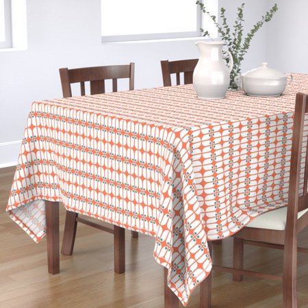 Tablecloth Mid-Century Modern Coral Mod Mid-Century Nursery Cotton Sateen