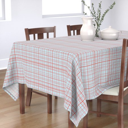 Tablecloth Plaid Red And Blue Holiday Christmas Shabby Cotton Sateen