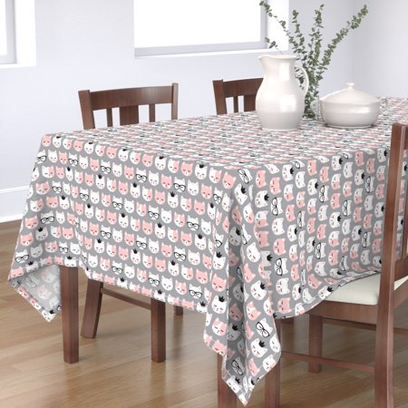 Tablecloth Cat Faces Cat Heads Cat Lovers Cute Cats Cat With Cotton Sateen