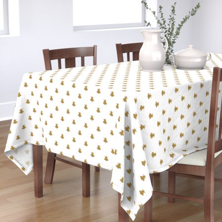 Tablecloth Gold Bee Insect Antique Nature Vintage French Napoleon Cotton Sateen