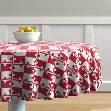 Round Tablecloth Maryland Flag Maryland Crosses Flag Baltimore Cotton Sateen