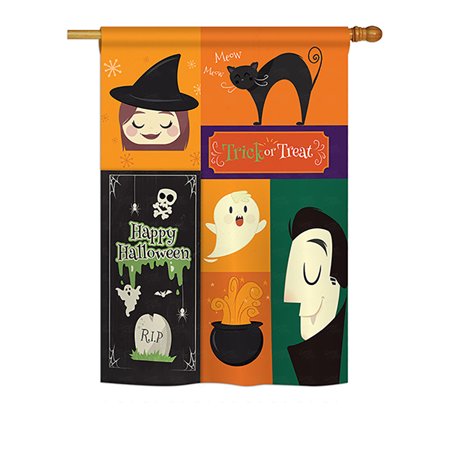 Ornament Collection - Halloween Trick or Treat Fall - Seasonal Halloween Impressions Decorative Vertical House Flag 28" x 40" Printed In USA