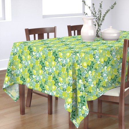 Tablecloth Summer Succulents Botanical Succulent Floral Plants Cotton Sateen