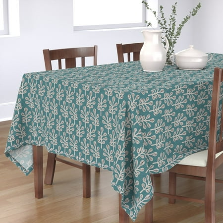 Tablecloth Mod Botanical Modern Leaves Teal Nature Koala Australia Cotton Sateen