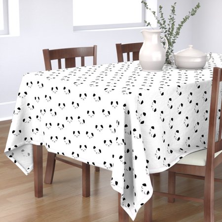 Tablecloth Black And White Dog Gender Neutral Nursery Puppy Baby Cotton Sateen