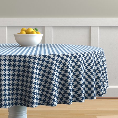 Round Tablecloth Lonely Angel Houndstooth Dogstooth Check Cotton Sateen