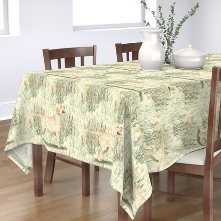 Tablecloth Landscape Labrador Retriever Labrador Dog Yellow Green Cotton Sateen