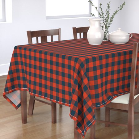 Tablecloth Check Plaid Buffalo Check Parka Red Navy Cotton Sateen