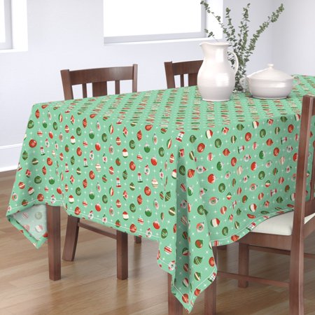 Tablecloth Atomic Vintage Retro Christmas Ornaments Holiday Cotton Sateen