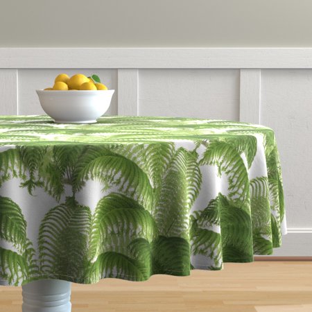 Round Tablecloth Fern Nature Plant Spring Greenhouse Summer Green Cotton Sateen