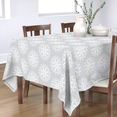 Tablecloth Mod Baby Suzani Monochrome Nursery Grey Cotton Sateen