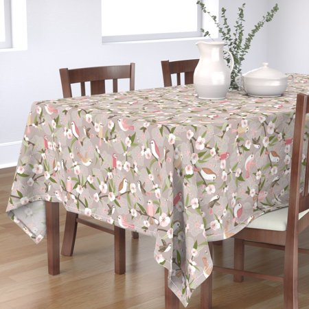 Tablecloth Nursery Baby Birds Bird And Flowers Blossom Garden Bees Cotton Sateen