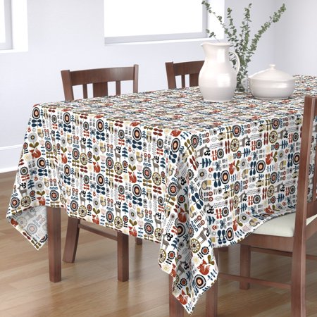 Tablecloth Fox Floral Woodland Creature Scandinavian Mod Nursery Cotton Sateen